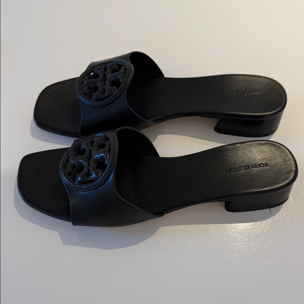 Tory Burch Monochrome Double T Slip-On Sandals - Picture 3 of 8
